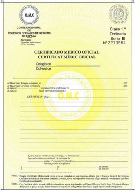 Modelo Certificado médico
